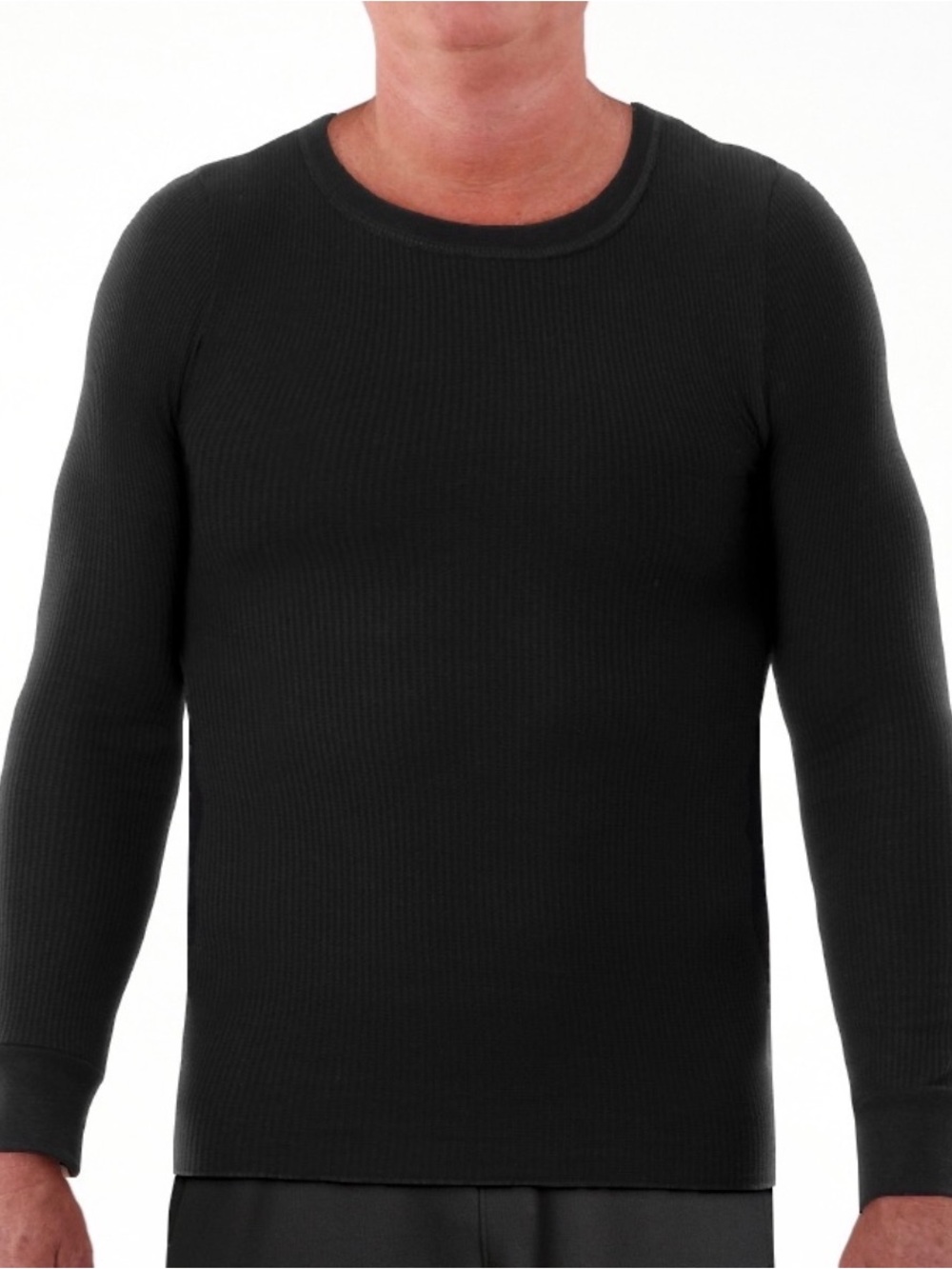 Fruit of The Loom Men's Black Waffle Crewneck Long Sleeve Thermal Top - 4X - EUC